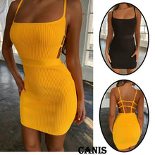 Load image into Gallery viewer, Summer Sexy Bandage Hollow Out Dress Women Fashion Sleeveless Backless Bodycon Party Club Dress Mini Wrap Dress