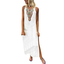 Load image into Gallery viewer, Women’s Printed  Sleeveless V-neck Maxi Dress Split Hem Baggy Kaftan Long Dress Sukienki Na Wesele Damski#8.7