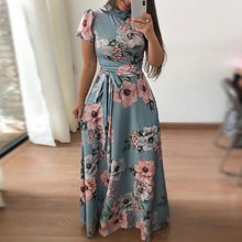 Load image into Gallery viewer, Ladies Torridity Fashion    Sleeve Maxi Dress Women Colorblock  Waist Dress